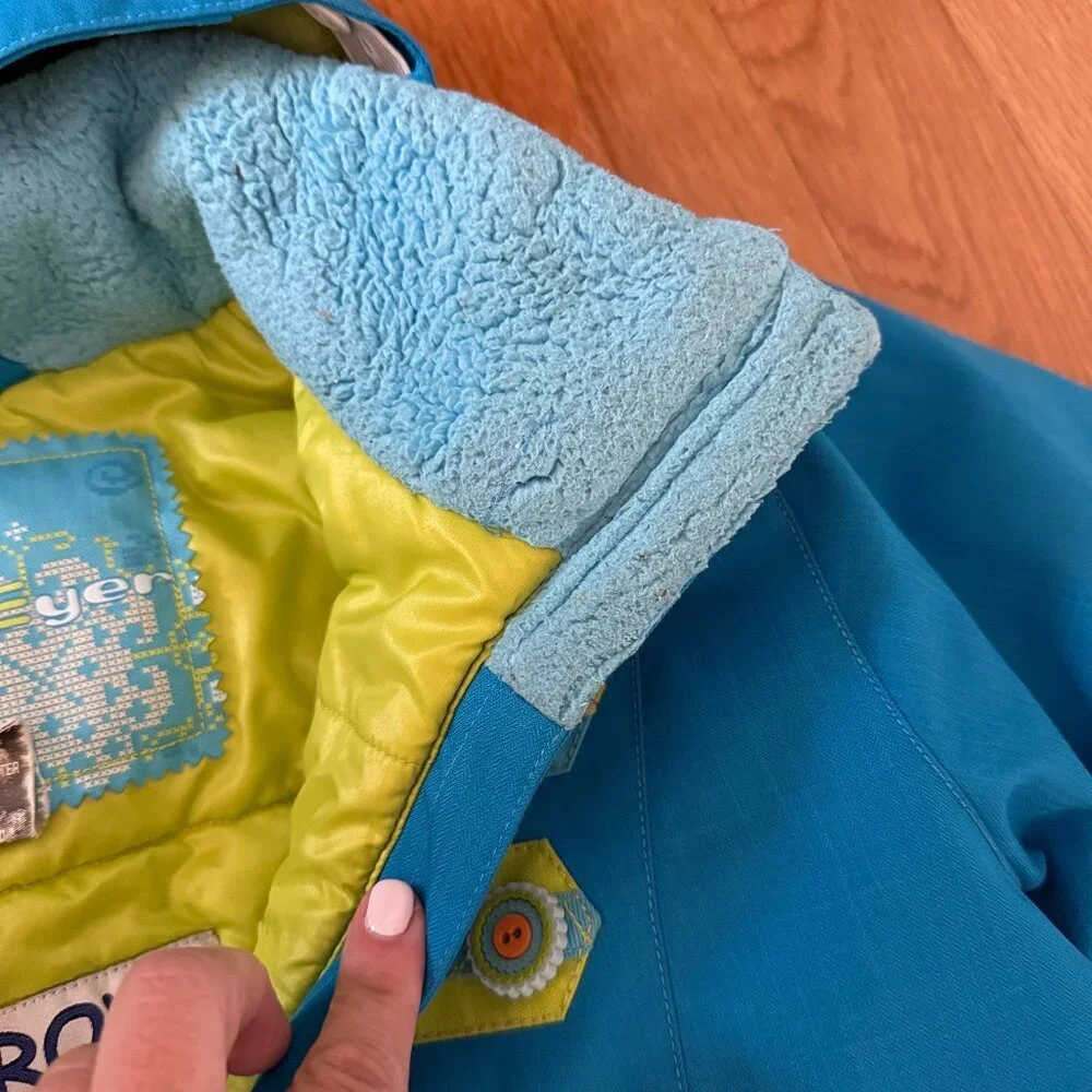 Obermeyer Kids Ski Jacket Size 7 Blue Removable Hood Winter Coat